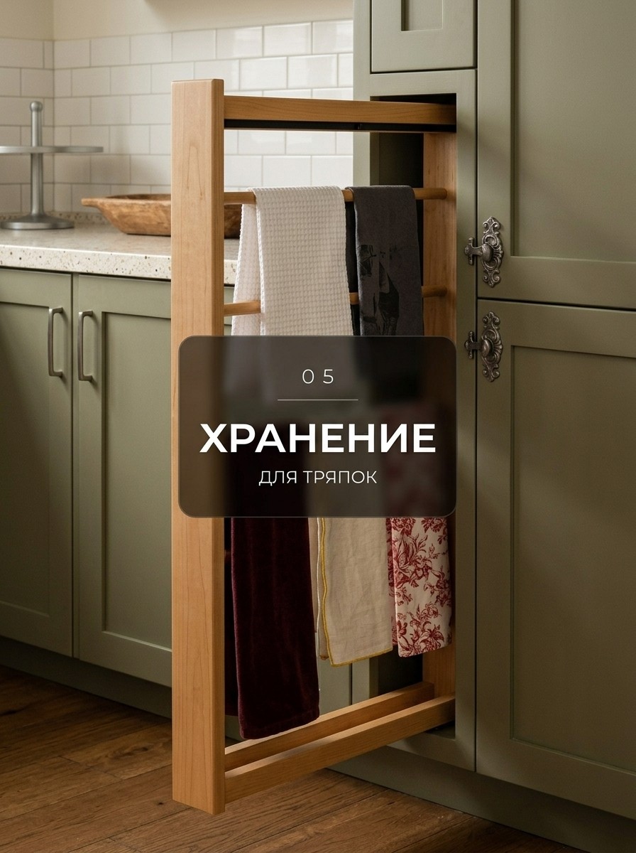 Выкатная деревянная сушилка для полотенец в узкой колонне шкафа